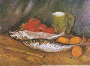 Vincent Van Gogh Still Life with mackerel, lemon and tomato